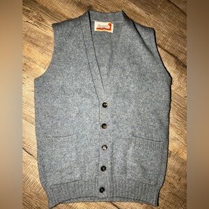 Vintage HermoX by Puritan 100% Wool Gray Button-Up Sweater Vest - Size Medium